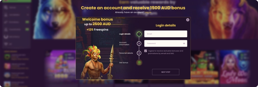 Registration on the Bizzo casino website