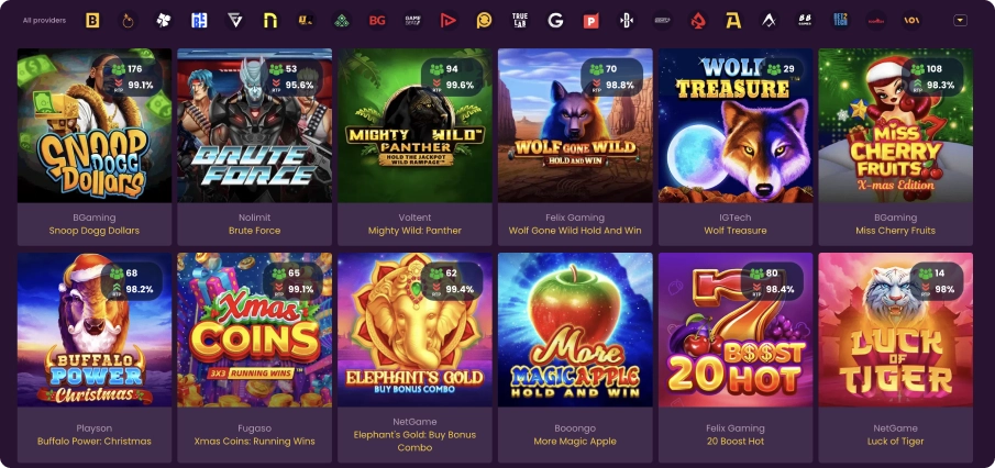 Bizzo casino Australia game catalog